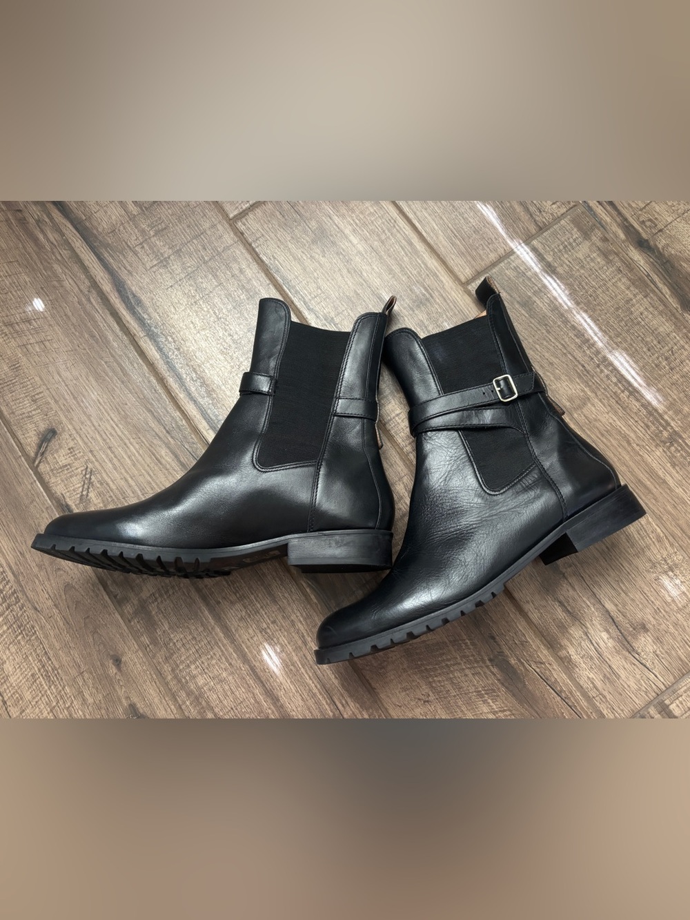 Jack Rogers Black Leather Chelsea Harness Boots